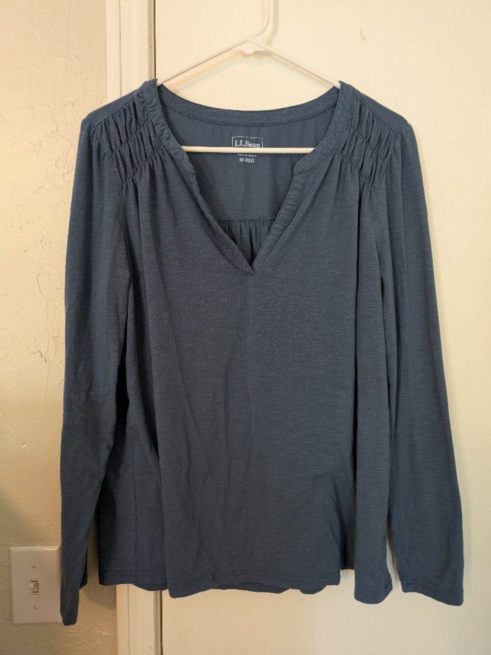LL Bean, blue long sleeve blouse